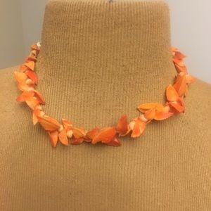 Orange Flower Shell Necklace